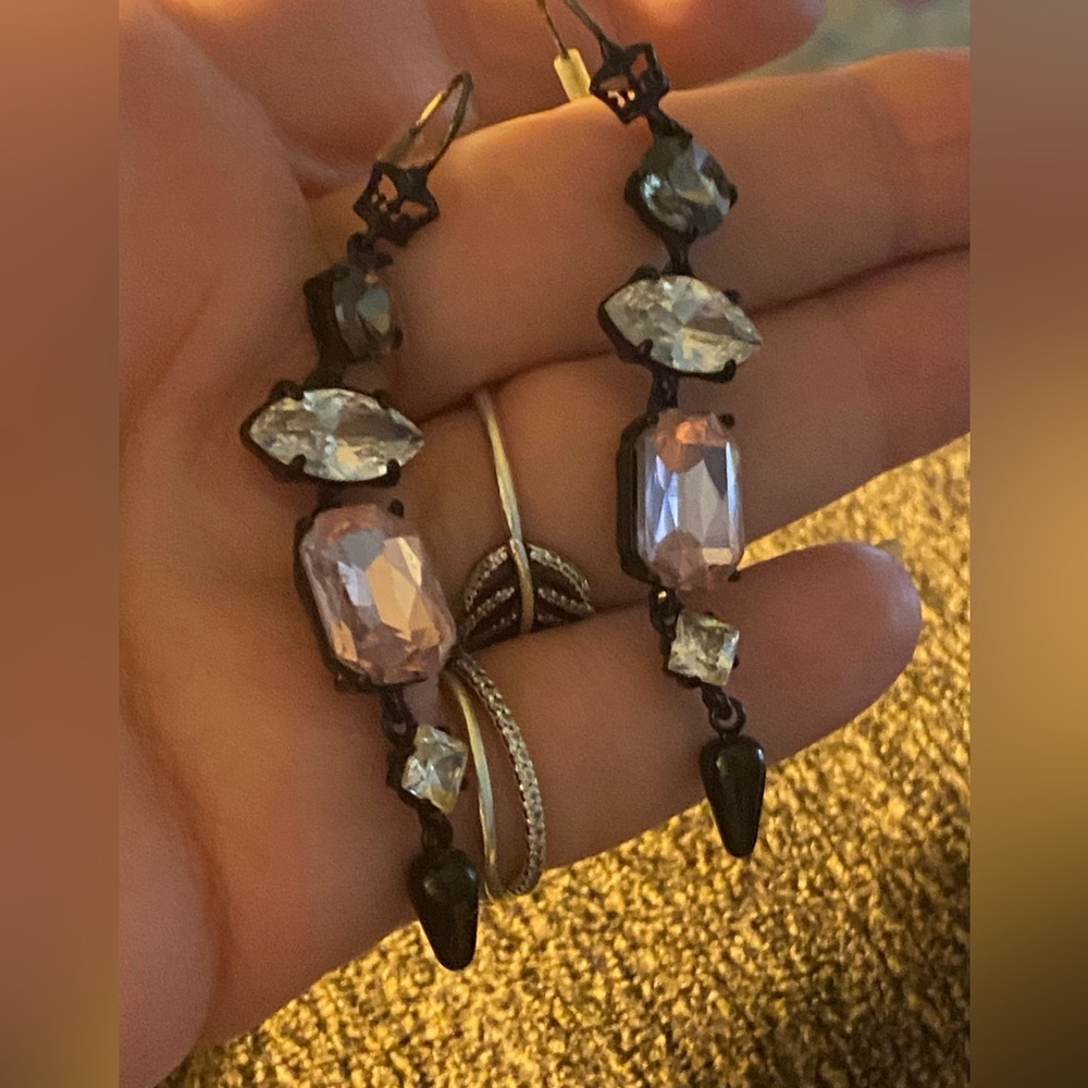 Vintage rare Juicy Couture dangle rhinestone statement boho retro earrings